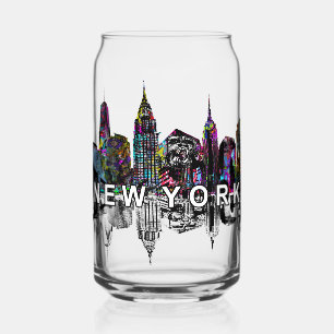 New York in graffiti met monogram Blikvorm Glas