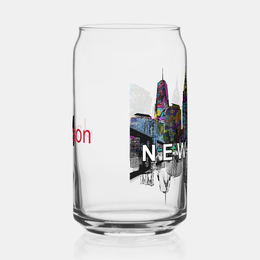 New York in graffiti met monogram Blikvorm Glas (Rechts)