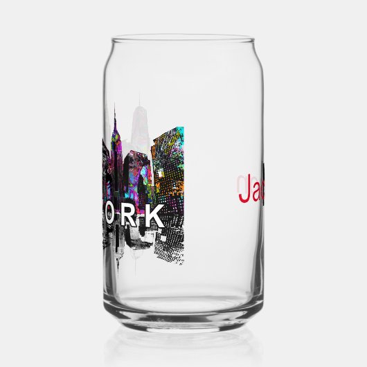 New York in graffiti met monogram Blikvorm Glas (Links)