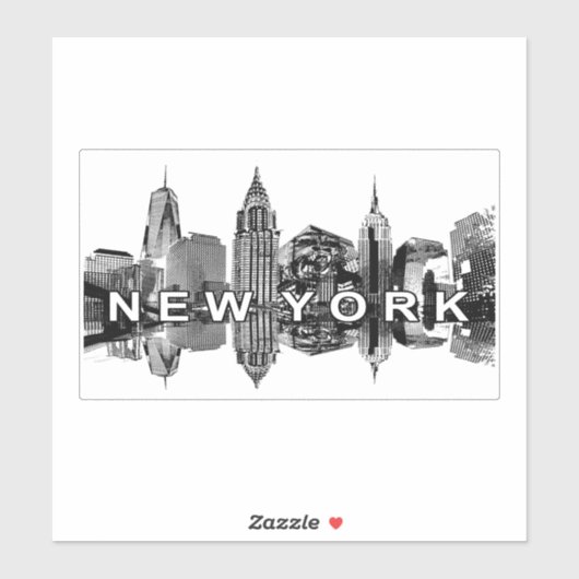 New York in zwarte inkt Sticker (Vel)