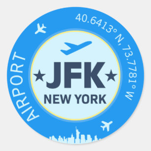 New York JFK Ronde Sticker