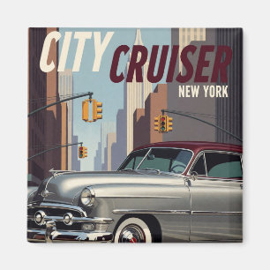 New York Klassieke Amerikaanse Auto Magneet