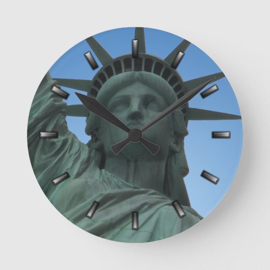 New York Klock Statue of Liberty Wall Clock Ronde Klok (Voorkant)