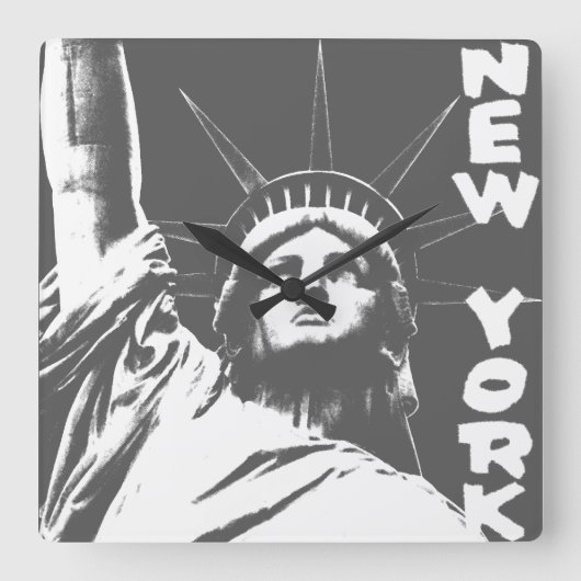 New York Klock Statue of Liberty Wall Clock Vierkante Klok (Voorkant)