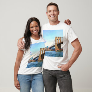 New York-landhoofd van de Brooklyn Bridge T-shirt