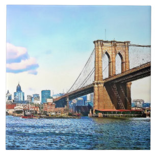 New York-landhoofd van de Brooklyn Bridge Tegeltje