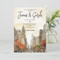 New York Landschap Bruiloft Bestemming Uitnodiging
