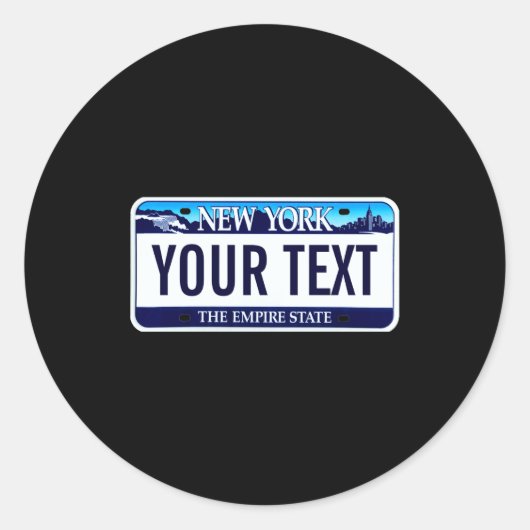 New York License Plate _1  Ronde Sticker (Voorkant)