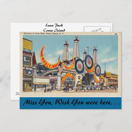 New York, Luna Park, Coney Island Briefkaart (Voorkant / Achterkant)