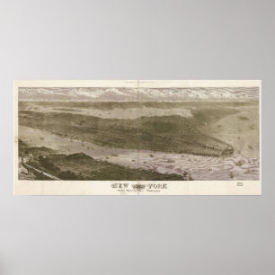 New York Manhattan 1876 Antiek Panorama Poster