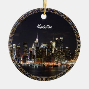 New York, Manhattan Silhouette bij Nacht Keramisch Ornament