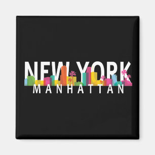 New York Manhattan skyline met palmen Magneet