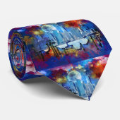 New York Manhattan Skyline Stropdas (Opgerold)