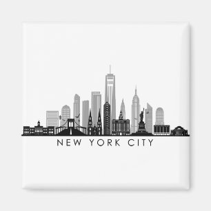 NEW YORK Manhatten USA City Skyline Silhouette Magneet