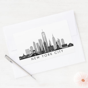 NEW YORK Manhatten USA City Skyline Silhouette Rechthoekige Sticker