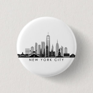 NEW YORK Manhatten USA City Skyline Silhouette Ronde Button 3,2 Cm