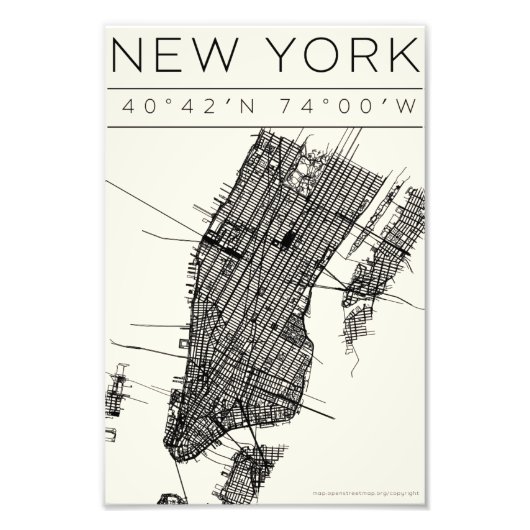 New York Map Poster – Minimal Street Art (Devant)
