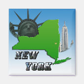 New York Map, Vrijheidsbeeld, Monument Magneet (Voorkant)