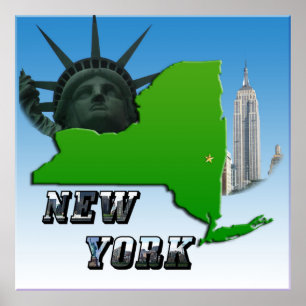 New York Map, Vrijheidsbeeld, Monument Poster
