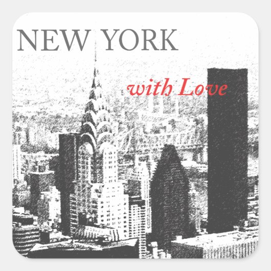 New York met liefde Vierkante Sticker (Voorkant)
