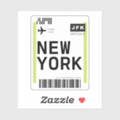 New York Mini Boarding Pass Sticker (Vel)
