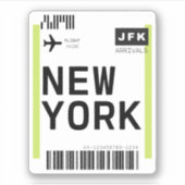 New York Mini Boarding Pass Sticker (Voorkant)