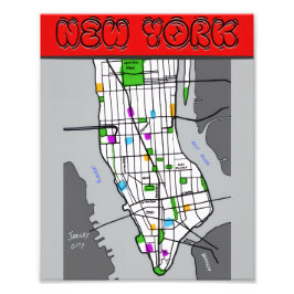 New York Minimalist Map Poster Black & White City