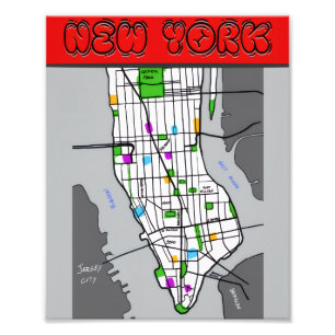 New York Minimalistische Stadkaart Poster Zwart &