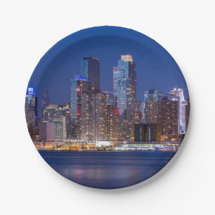 New York night skyline Papieren Bordje
