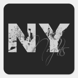 New York Nights Vierkante Sticker