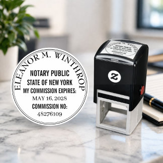 New York Notary Public Round  Zelfinktende Stempel