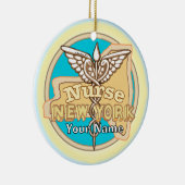 New York Nurse Caduceus  Keramisch Ornament (Rechts)