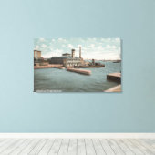 New York, NY - Aquarium en Vuurboot "New York Canvas Afdruk (Insitu (Houten vloer))