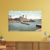 New York, NY - Aquarium en Vuurboot "New York Canvas Afdruk (Insitu (Woonkamer))