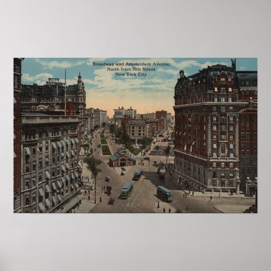 New York, NY - Broadway & Amsterdam Avenue Poster (Voorkant)
