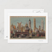 New York, NY - Downtown Skyline uit Staten Briefkaart (Voorkant / Achterkant)