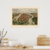 New York, NY Panoramic Map - 1865 Poster (Keuken)