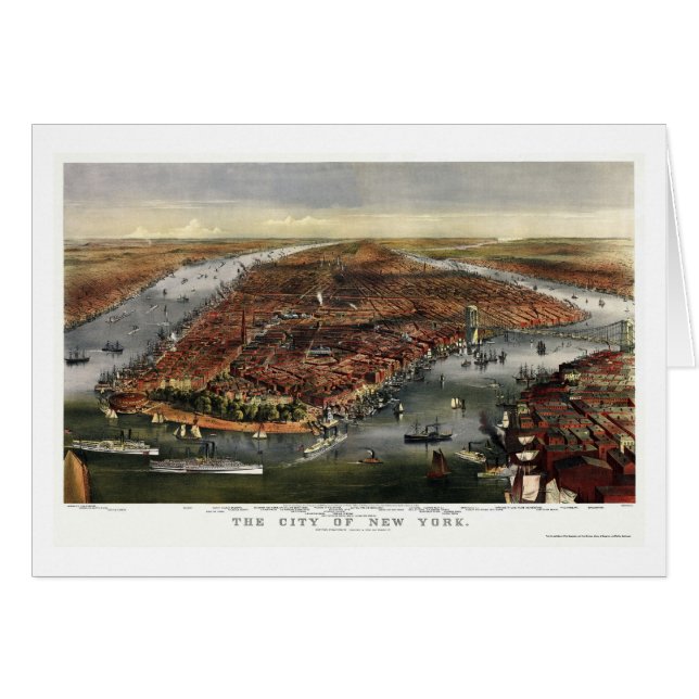 New York, NY Panoramic Map - 1870 (Voorkant Horizontaal)