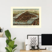 New York, NY Panoramic Map - 1883 Poster (Thuiskantoor)