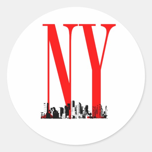 New York NY Skyline Logo Design Ronde Sticker (Voorkant)