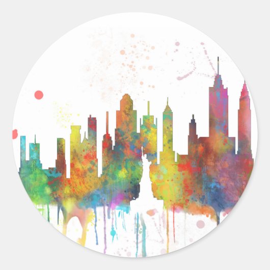 NEW YORK, NY SKYLINE - Ronde stickers (Voorkant)