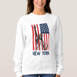 New York NY Statue of Liberty USA America Flag Trui