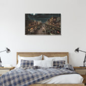 New York, NY - The Bowery - Night Scene Canvas Afdruk (Insitu (Slaapkamer))