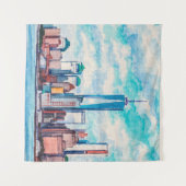 New York, NY, VS. Uitzichten op grote wolkenkrabbe Wandkleed (Voorkant (horizontaal))