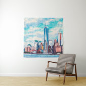 New York, NY, VS. Uitzichten op grote wolkenkrabbe Wandkleed (In situ)