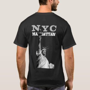 New York Nyc Manhattan Liberty Statue Back Design T-shirt