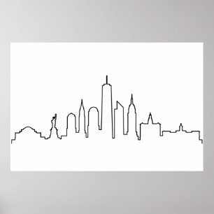 NEW YORK NYC Manhatten USA City Skyline Silhouette Poster