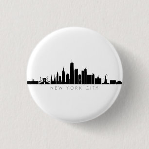 NEW YORK NYC Manhatten USA City Skyline Silhouette Ronde Button 3,2 Cm