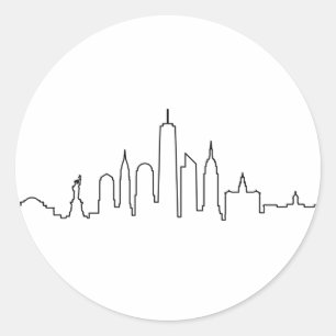 NEW YORK NYC Manhatten USA City Skyline Silhouette Ronde Sticker