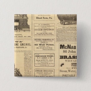 New York Oil Advertisements Vierkante Button 5,1 Cm